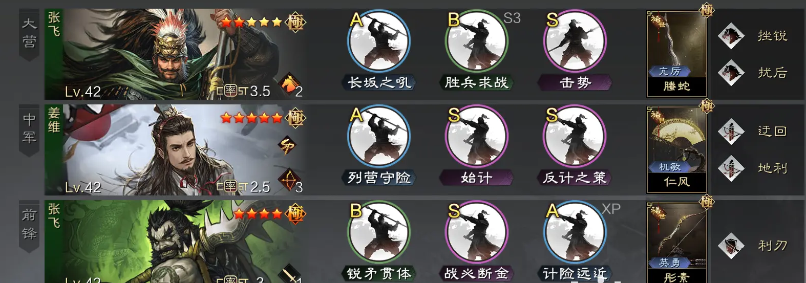 率土之滨四星张飞配什么战法好