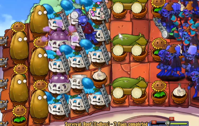 植物大战僵尸无尽版怎么布阵屋顶